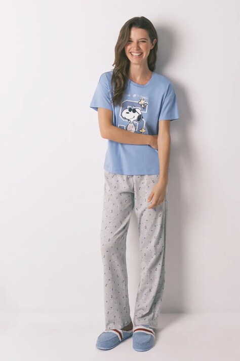 women'secret piżama bawełniana damska kolor niebieski bawełniana 3132145