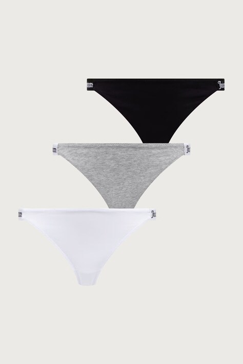 Juicy Couture Stringi damskie z bawełną 3 PK DEMI THNG 3-pack szare JCTTH225951