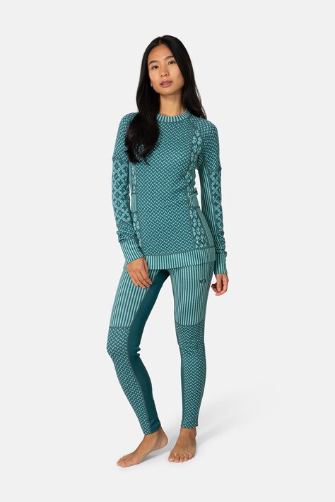 Kari Traa Longsleeve termoaktywny damski z wełny merino SMEKKER turkusowy 622682