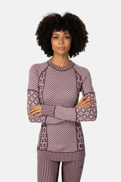 Kari Traa Longsleeve termoaktywny damski z wełny merino SMEKKER brązowy 622682
