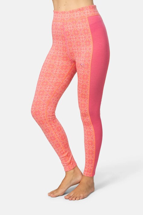 Kari Traa Legginsy funkcyjne damskie z wełny merino ROSE pomarańczowe 622873