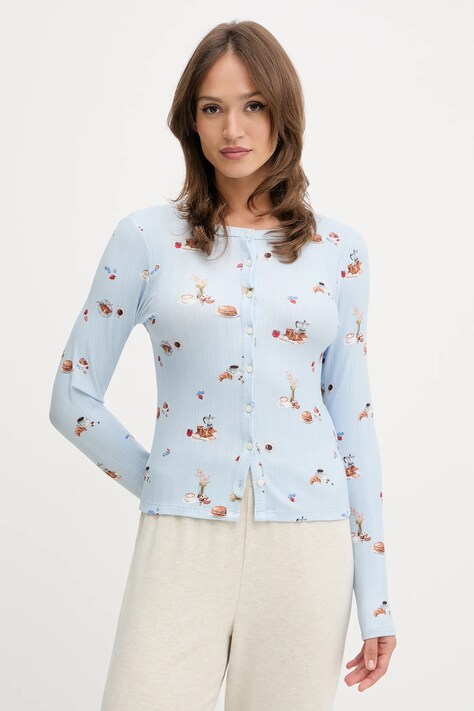 Abercrombie & Fitch longsleeve piżamowy damska kolor niebieski KI146-5108-111