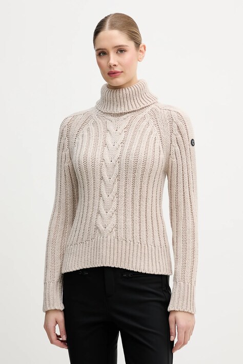 Newland sweter z dodatkiem wełny LADY WOOL SWEATER damski kolor beżowy ciepły z golfem N46536.34