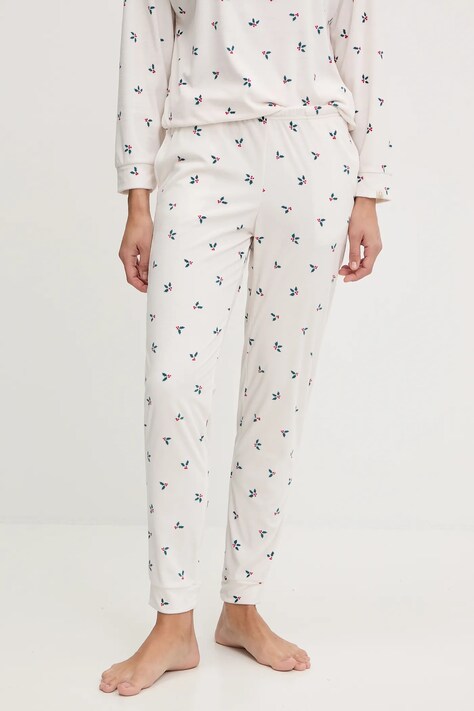 United Colors of Benetton spodnie piżamowe damska kolor beżowy 312W3F04T