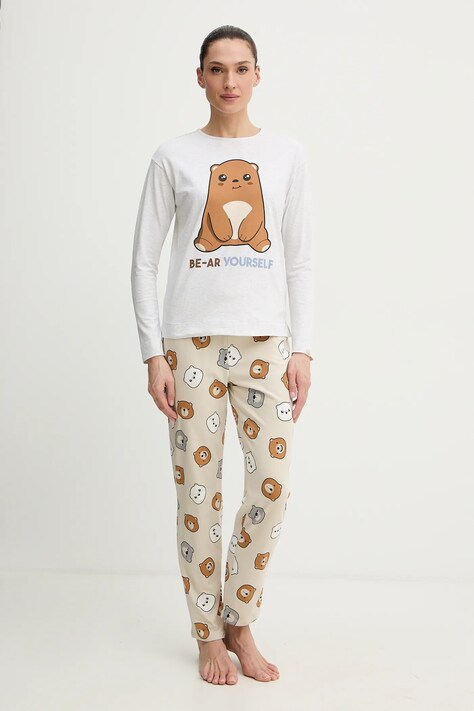 Пижама United Colors of Benetton дамска в сиво 3DKE3P04C