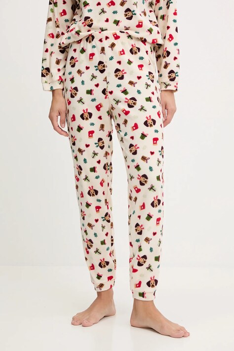 United Colors of Benetton spodnie piżamowe damska kolor beżowy 39EZ3F04V