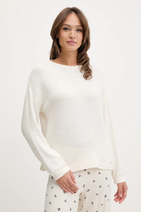 United Colors of Benetton longsleeve piżamowy damska kolor beżowy 3Q413M08A