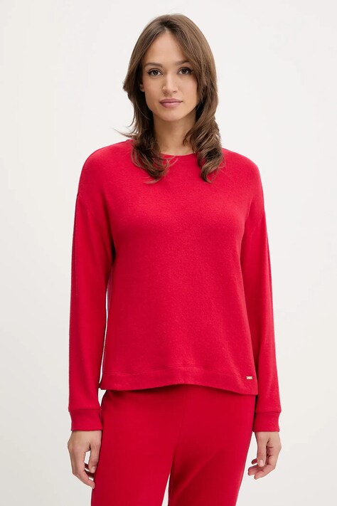 Zgornji del pižame United Colors of Benetton ženski, rdeča barva, 3Q413M08A