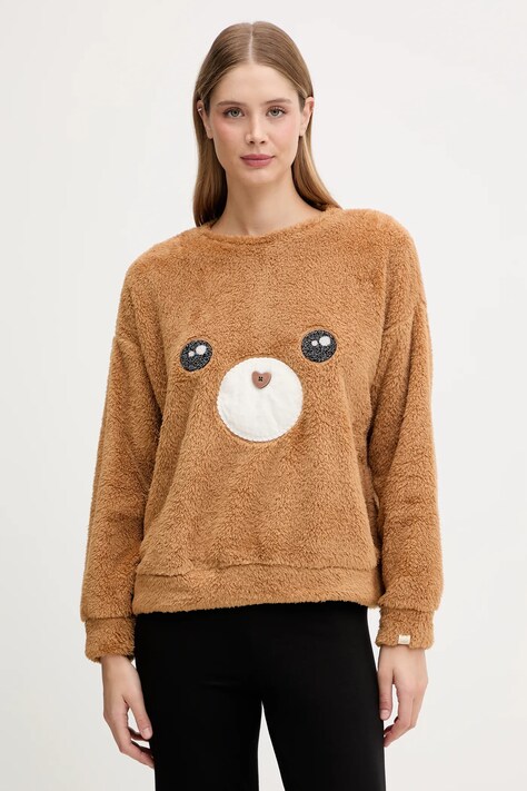 United Colors of Benetton bluza piżamowa damska kolor brązowy 3UKC3M07Z