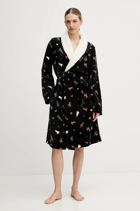 United Colors of Benetton szlafrok kolor czarny 6FK81C00E