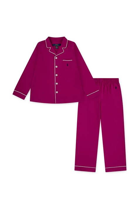 Polo Ralph Lauren piżama bawełniana dziecięca kolor różowy gładka 3P0279