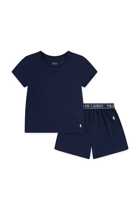 Polo Ralph Lauren piżama bawełniana dziecięca kolor granatowy gładka 4P0281