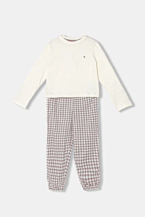 Tommy Hilfiger piżama dziecięca kolor beżowy wzorzysta UG0UG00807