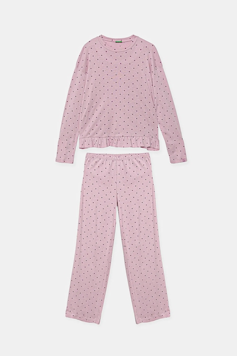 Detské bavlnené pyžamo United Colors of Benetton ružová farba, vzorované, 3TGJ0P094