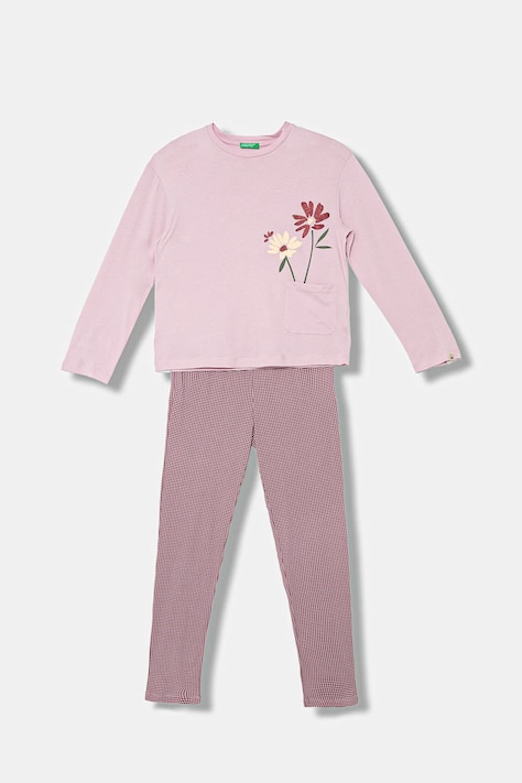 Dětské bavlněné pyžamo United Colors of Benetton růžová barva, 3VD00P09C
