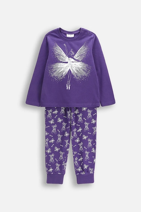 Dětské bavlněné pyžamo Coccodrillo fialová barva, PYJAMAS