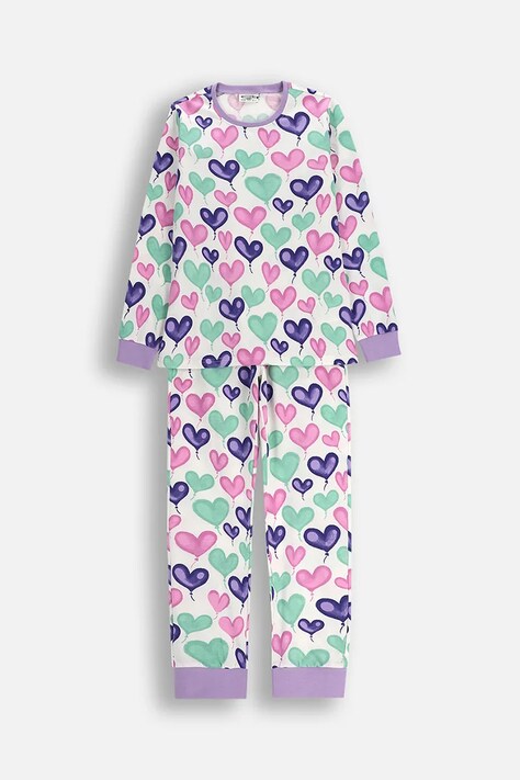 Coccodrillo komplet piżamowy dziecięcy bawełniany kolor beżowy wzorzysta PYJAMAS