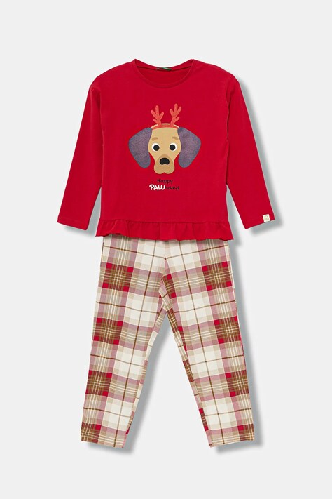 Otroška pižama United Colors of Benetton rdeča barva, 3DKE0P07Z