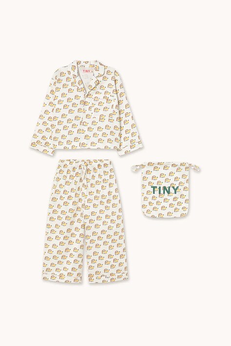 Tinycottons piżama bawełniana dziecięca DOGS SET kolor biały wzorzysta AW25-348