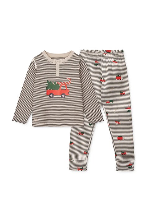 Παιδική πιτζάμα Liewood Wilhelm Printed Pyjamas Set χρώμα: γκρι, LW19854