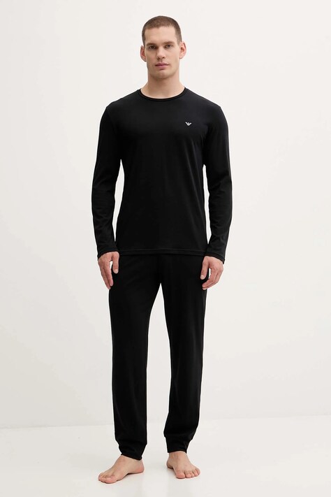 Emporio Armani Underwear piżama męska kolor czarny z nadrukiem EM000610 AF10776