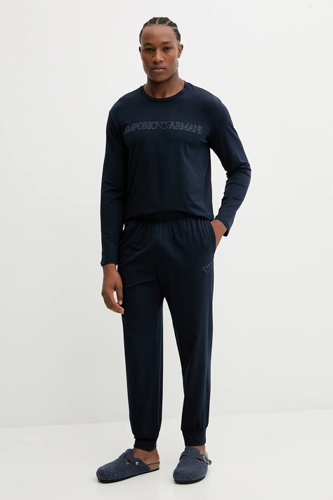 Emporio Armani Underwear piżama męska kolor granatowy z nadrukiem EM000616 AF14978