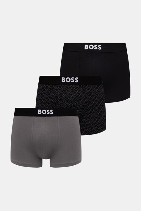 BOSS boksarice moške bombažne Trunk 3P BOSS ONE D paket 3 kosov sive 50549832