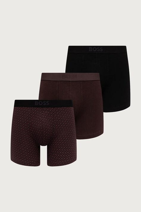 BOSS Bokserice za muškarce od pamuka s elastanom BoxerBr3P BOSS ONE D 3-pack smeđe 50549856