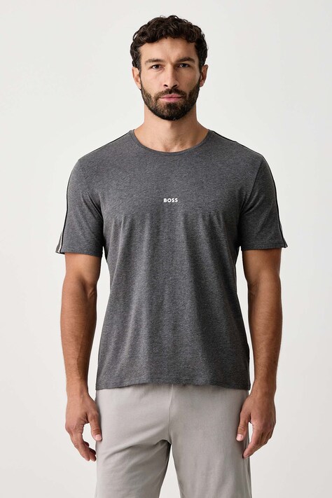 BOSS Lounge t-shirt ανδρικό βαμβακερό με ελαστάν Unique T-Shirt γκρί 50545930