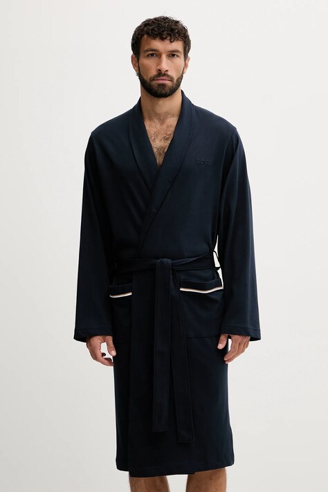 BOSS halat de baie din bumbac culoarea bleumarin, 50545943