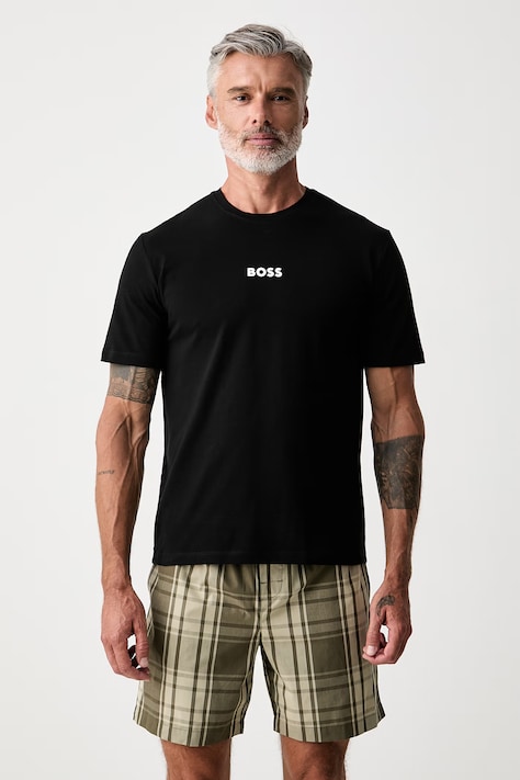 BOSS piżama dwuczęściowa męska z bawełną Easy Short Set czarna 50545944