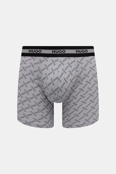 HUGO boksarice moške bombažne z elastanom BOXER BR PLANET DES paket 3 kosov pisane 50545674