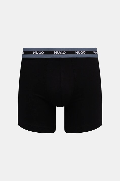 HUGO боксери чоловічі бавовняні з еластаном BOXER BR PLANET DES 3 шт — AW25-BIM01T, чорний — фото 4