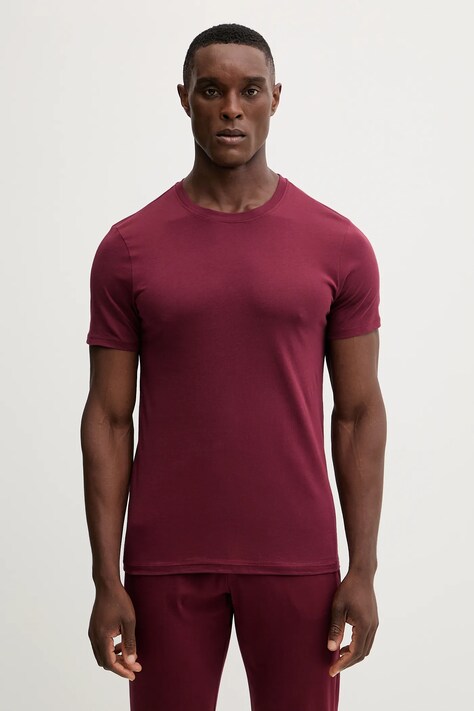 United Colors of Benetton t-shirt piżamowy bawełniany męska kolor bordowy gładka 3BVG2M271