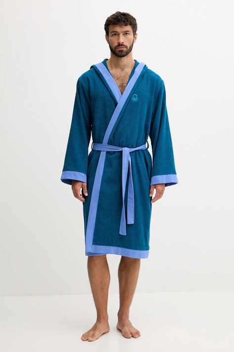 United Colors of Benetton szlafrok bawełniany kolor turkusowy 6ORD2801R