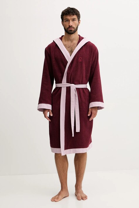 United Colors of Benetton halat de baie din bumbac culoarea bordo, 6ORD2801R
