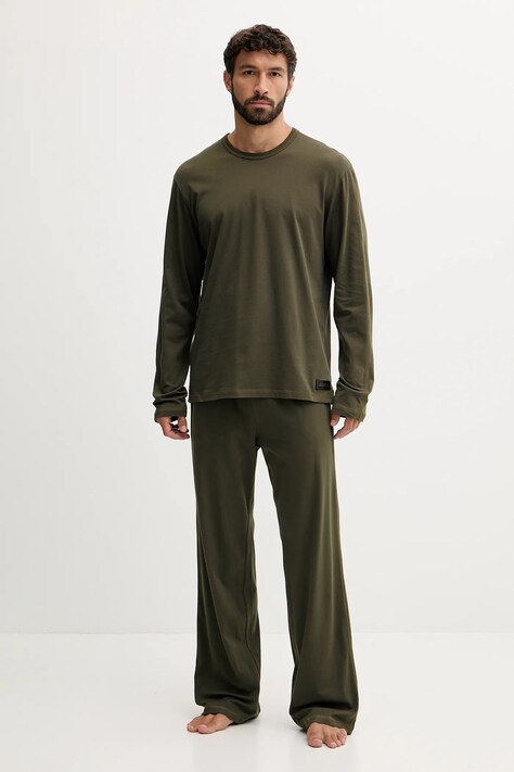 Памучна пижама Diesel SET-ADRIAN-UTLT в сиво с изчистен дизайн A19505.0PJBB