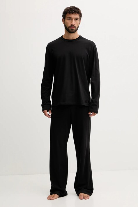 Памучна пижама Diesel SET-ADRIAN-UTLT в черно с изчистен дизайн A19505.0PJBB