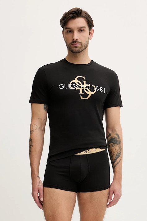 Guess pijama culoarea negru, cu imprimeu, U5BG94 K6YW1