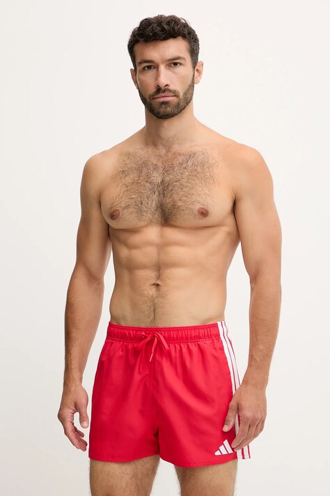 Plavkové šortky adidas 3-Stripes červená barva, JX5023