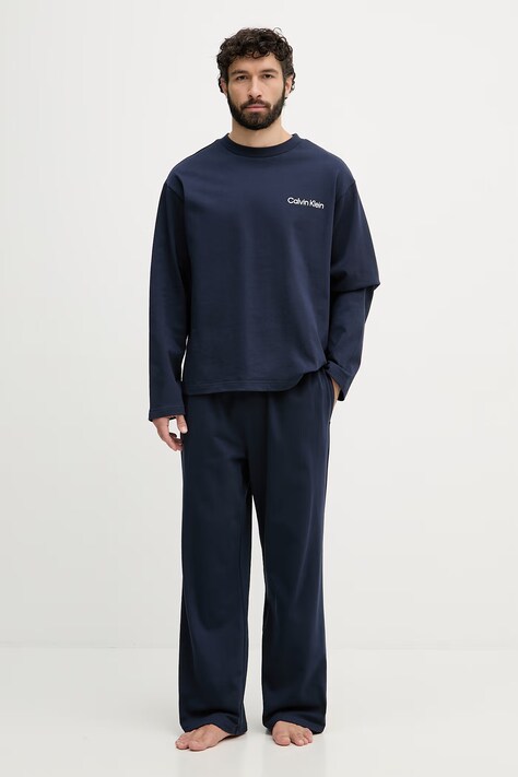 Calvin Klein Underwear dvojdielne pyžamo pánske bavlnené tmavomodré LV00NM2950