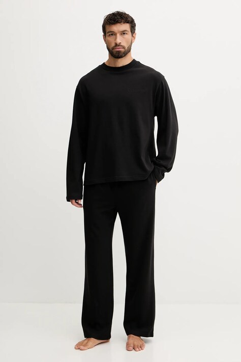 Bavlnené pyžamo Calvin Klein Underwear čierna farba, jednofarebné, LV00NM2950