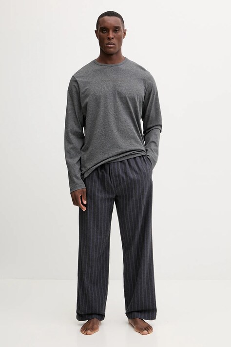 Calvin Klein Underwear piżama bawełniana kolor szary wzorzysta LV00NM2955