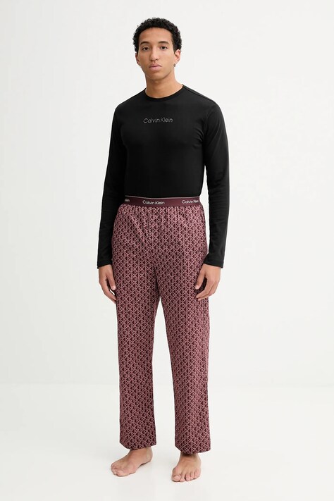 Calvin Klein Underwear pijamale de bumbac culoarea negru, cu imprimeu, LV00NM2956