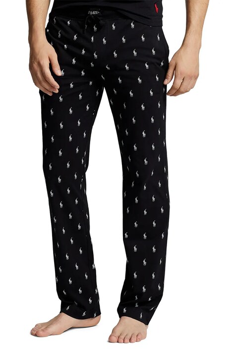 Polo Ralph Lauren pantaloni pijama bumbac culoarea negru, cu imprimeu, 714899514