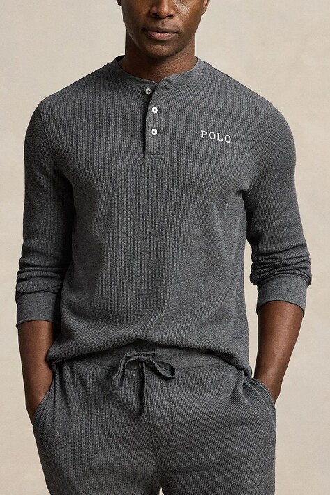 Polo Ralph Lauren Longsleeve piżamowy męski z bawełną szary 714950609