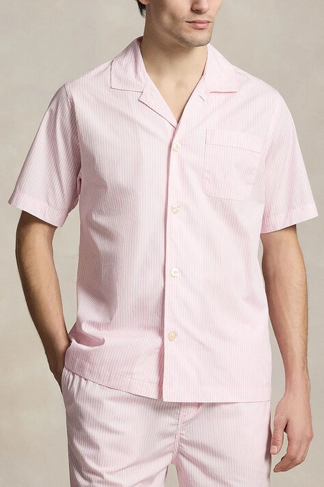 Polo Ralph Lauren koszula piżamowa bawełniana kolor różowy wzorzysta 714981415