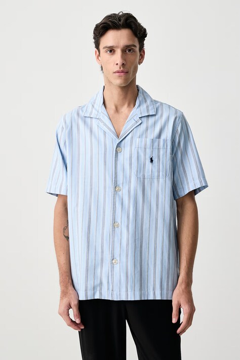 Polo Ralph Lauren Koszula piżamowa męska bawełniana niebieska 714981415
