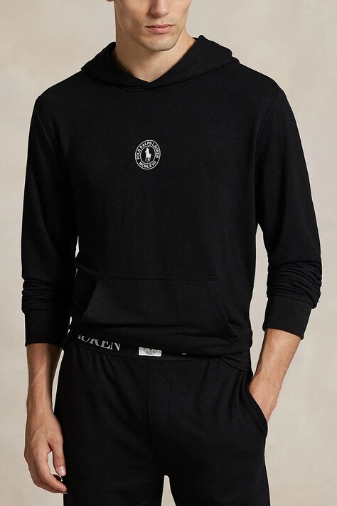 Pulover za spanje Polo Ralph Lauren moški, črna barva, 714P03152
