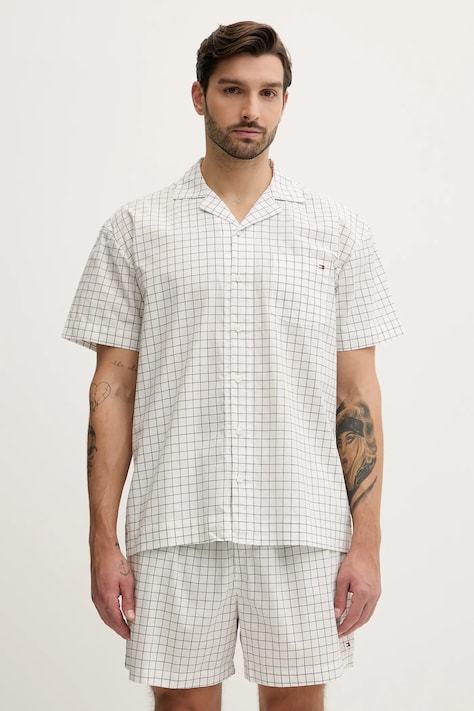 Bavlnené pyžamo Tommy Hilfiger béžová farba, UM0UM03684